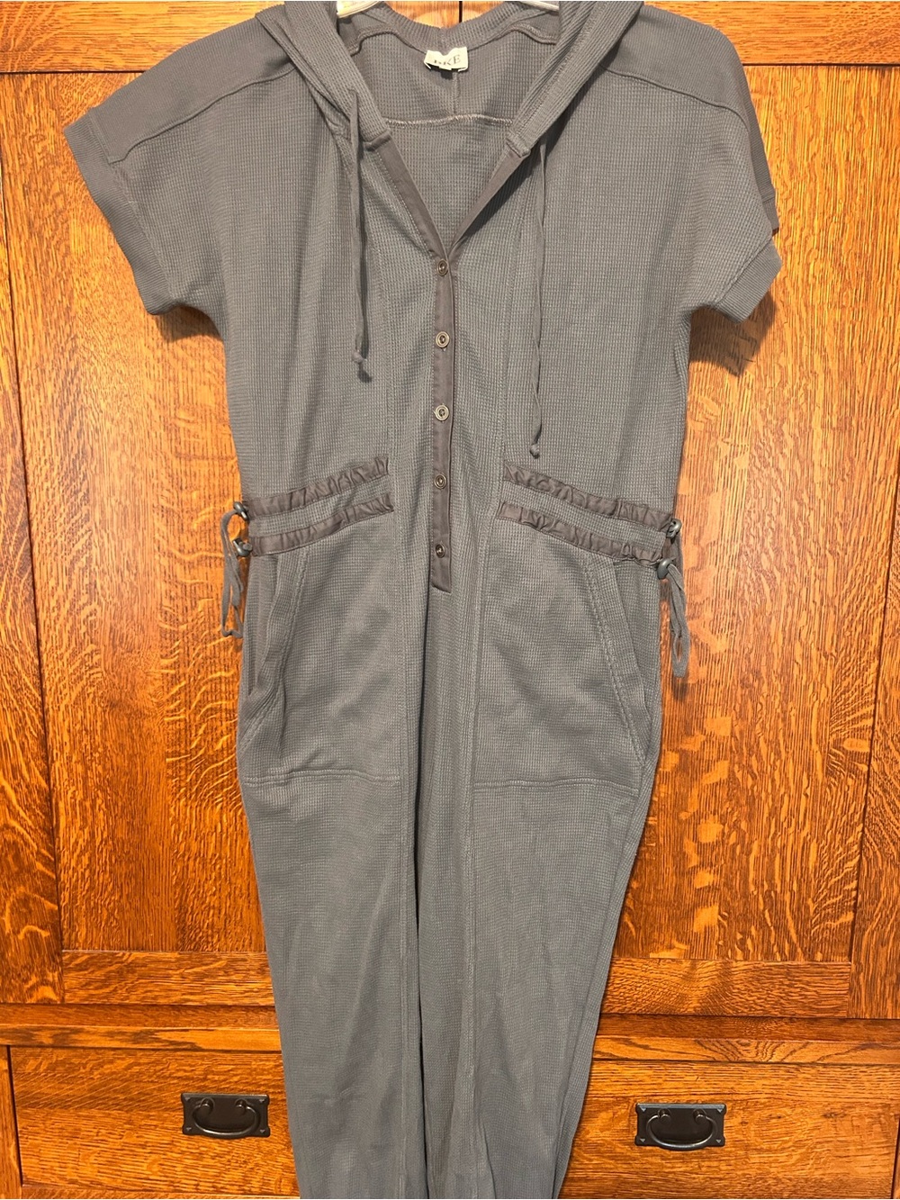 BKE gray waffle jumpsuit M